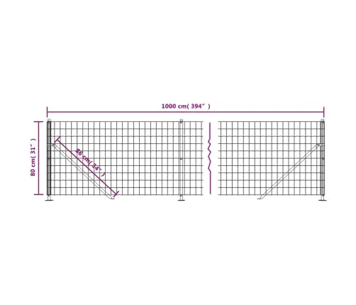 Stiepļu Žogs Ar Atloku, 0,8X10 M, Zaļš Vidaxl