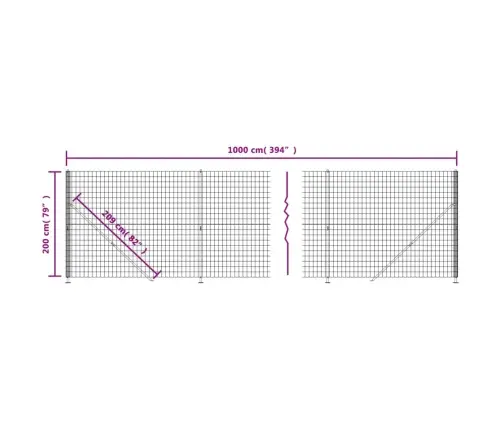 Vielinė Tinklinė Tvora Su Flanšais, Žalios Spalvos, 2X10M