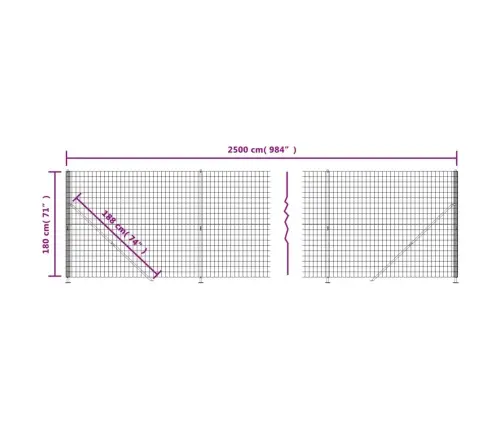 Vielinė Tinklinė Tvora Su Flanšais, Žalios Spalvos, 1,8X25 M