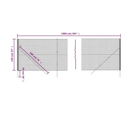 Vielinė Tinklinė Tvora, Antracito, 1,4X10M, Plienas