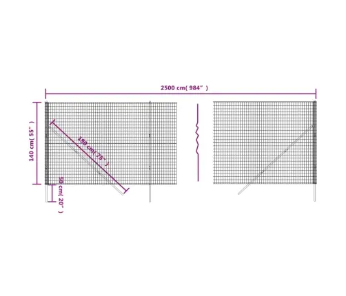 Vielinė Tinklinė Tvora, Antracito, 1,4X25M, Plienas
