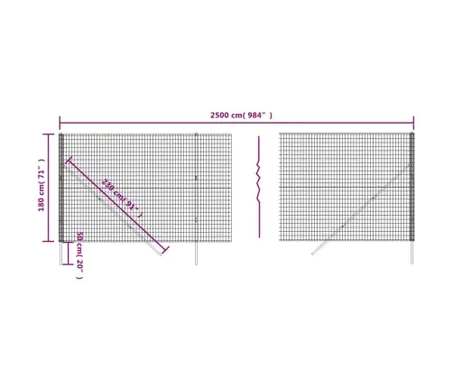 Vielinė Tinklinė Tvora, Antracito, 1,8X25M, Plienas