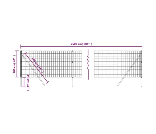 Vielinė Tinklinė Tvora, Antracito, 1X25M, Galvanizuotas Plienas