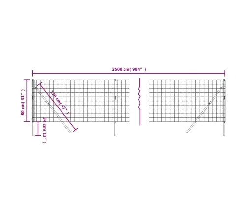 Vielinė Tinklinė Tvora, Antracito, 0,8X25M, Plienas