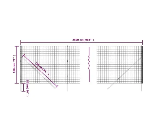 Stiepļu Žogs, Pelēks, 1,8X25 M, Cinkots Tērauds Vidaxl