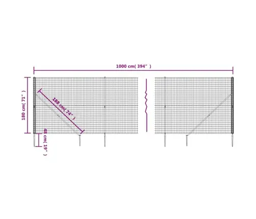 Stiepļu Žogs Ar Zemes Mietiņiem, Antracītpelēks, 1,8X10 M Vidaxl