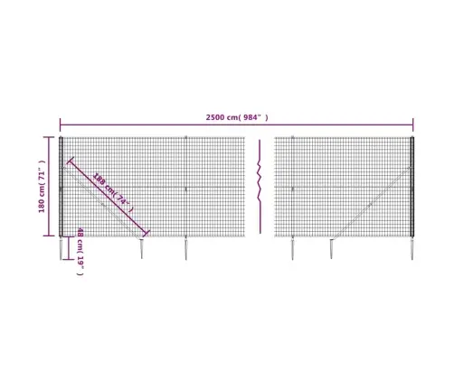 Vielinė Tinklinė Tvora Su Smaigais, Antracito Spalvos, 1,8X25M