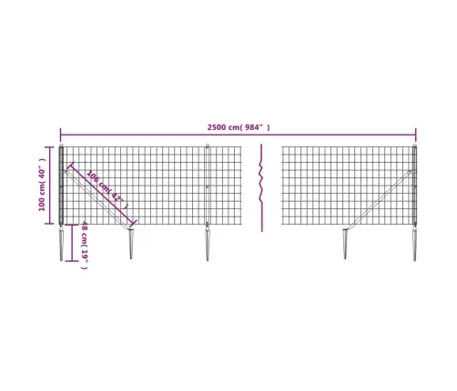 Stiepļu Žogs Ar Zemes Mietiņiem, Antracītpelēks, 1X25 M Vidaxl