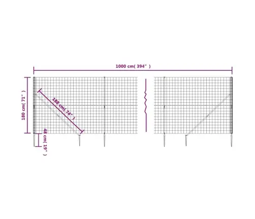 Stiepļu Žogs Ar Zemes Mietiņiem, Antracītpelēks, 1,8X10 M Vidaxl