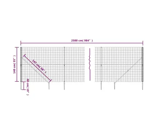 Stiepļu Žogs Ar Zemes Mietiņiem, Antracītpelēks, 1,4X25 M Vidaxl