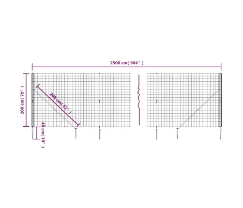 Stiepļu Žogs Ar Zemes Mietiņiem, Antracītpelēks, 2X25 M Vidaxl