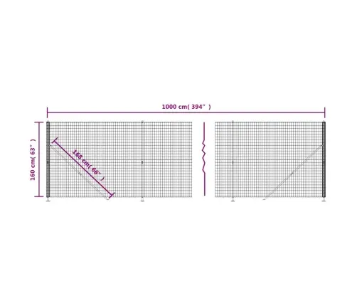 Stiepļu Žogs Ar Atloku, 1,6X10 M, Antracītpelēks Vidaxl