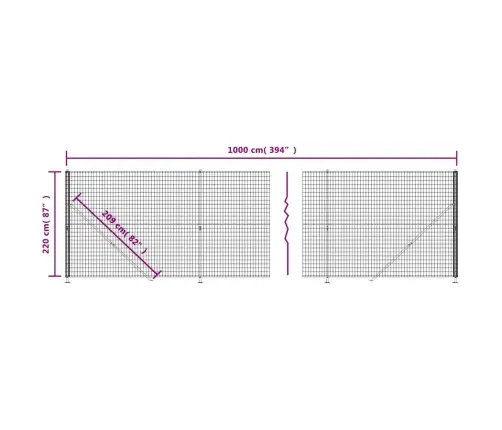 Tinklinė Tvora Su Flanšais, Antracito Spalvos, 2,2X10 M