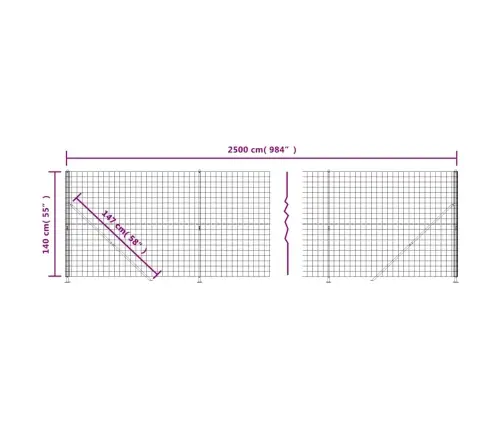 Stiepļu Žogs Ar Atloku, 1,4X25 M, Antracītpelēks Vidaxl