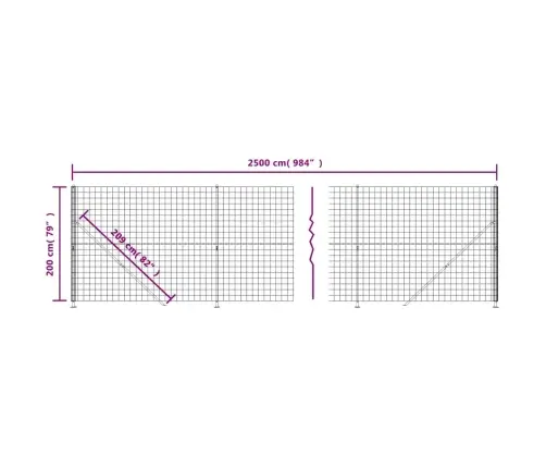 Stiepļu Žogs Ar Atloku, 2X25 M, Antracītpelēks Vidaxl