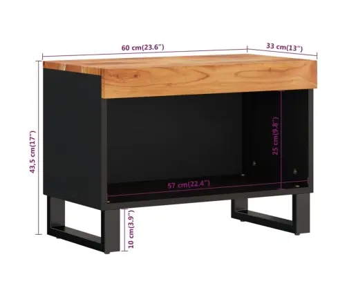 Tv Skapītis, 60X33X43,5 Cm, Akācijas Masīvkoks Vidaxl