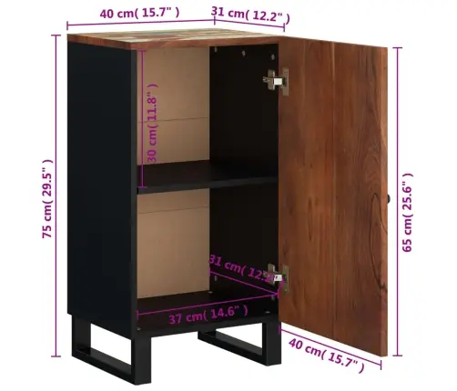 Šoninė Spintelė Su Durelėmis, 40X31X75cm Perdirbta Mediena