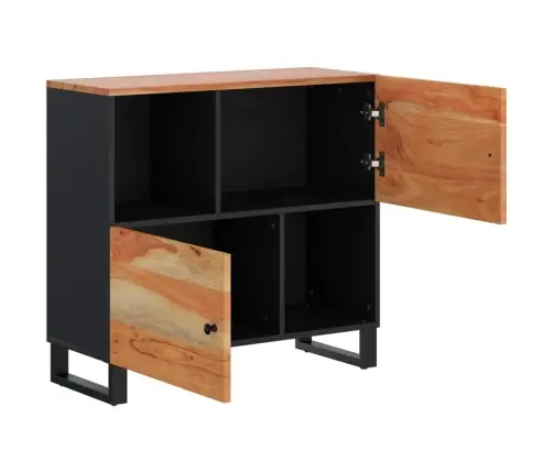 Kumode Ar 2 Durvīm, 80X33X75 Cm, Akācijas Masīvkoks Vidaxl