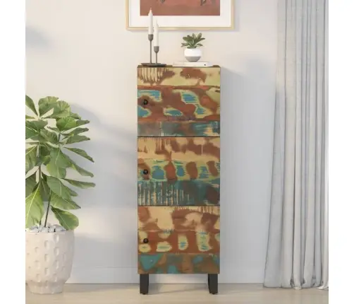 Komoda Su 3 Durelėmis, 40X33X110cm Perdirbta Mediena/Geležis