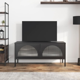 Tv Skapītis, 105X35X50 Cm, Stikls Un Tērauds, Melns Vidaxl