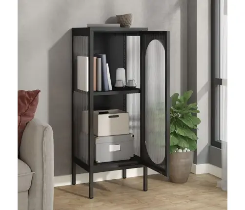 Kumode, 40X35X105 Cm, Stikls Un Tērauds, Melna Vidaxl