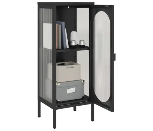 Kumode, 40X35X105 Cm, Stikls Un Tērauds, Melna Vidaxl