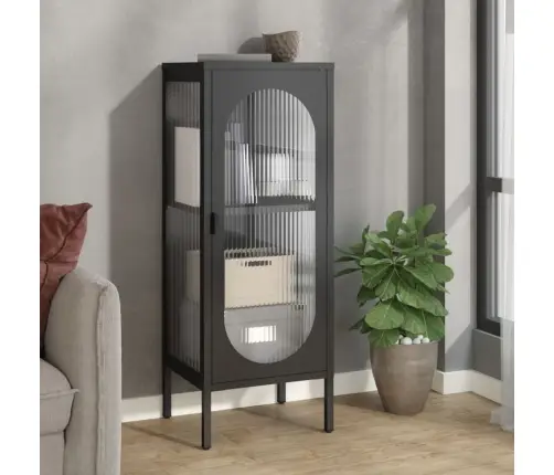 Kumode, 40X35X105 Cm, Stikls Un Tērauds, Melna Vidaxl