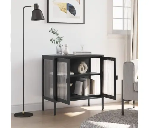 Kumode, 70X35X70 Cm, Stikls Un Tērauds, Melna Vidaxl