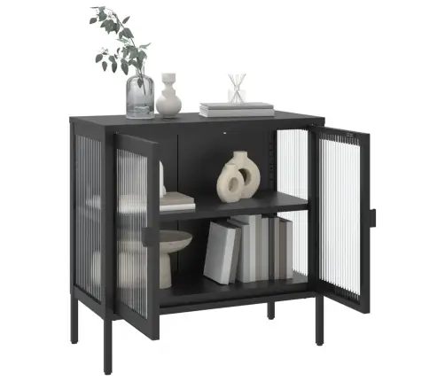 Kumode, 70X35X70 Cm, Stikls Un Tērauds, Melna Vidaxl