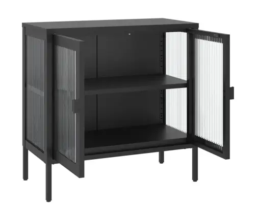 Kumode, 70X35X70 Cm, Stikls Un Tērauds, Melna Vidaxl