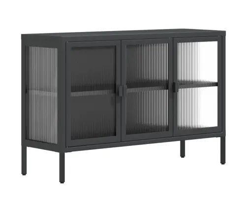 Kumode, 105X35X70 Cm, Stikls Un Tērauds, Melna Vidaxl