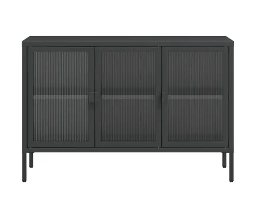 Kumode, 105X35X70 Cm, Stikls Un Tērauds, Melna Vidaxl