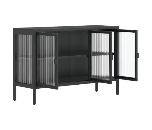 Kumode, 105X35X70 Cm, Stikls Un Tērauds, Melna Vidaxl