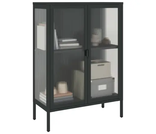 Šoninė Spintelė, Juoda, 75X35X105cm Stiklas Ir Plienas