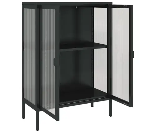 Šoninė Spintelė, Juoda, 75X35X105cm Stiklas Ir Plienas