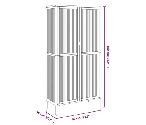 Komoda, Juodos Spalvos, 85X40X180cm Stiklas Ir Plienas