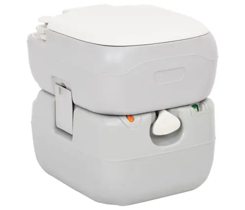 Portatīvā Kempinga Tualete, Pelēka Un Balta, 22+12 L, Hdpe Vidaxl