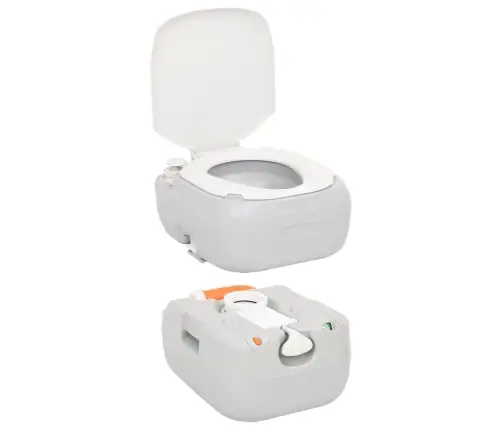 Portatīvā Kempinga Tualete, Pelēka Un Balta, 22+12 L, Hdpe Vidaxl