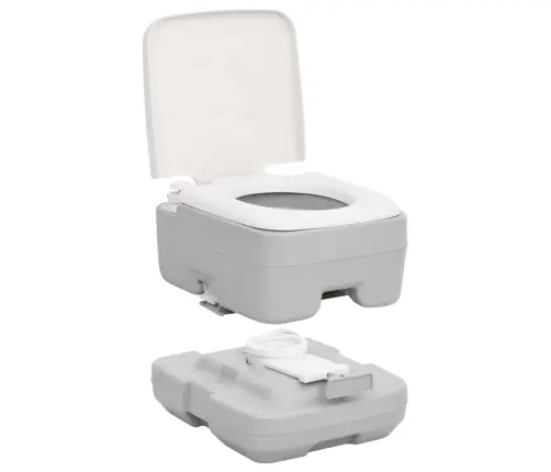 Portatīvā Kempinga Tualete, Pelēka Un Balta, 10+10 L, Hdpe Vidaxl