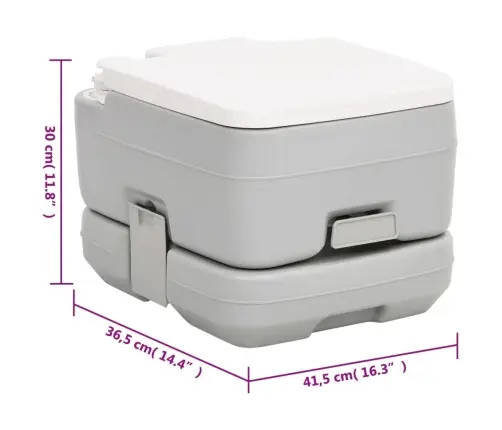 Portatīvā Kempinga Tualete, Pelēka Un Balta, 10+10 L, Hdpe Vidaxl