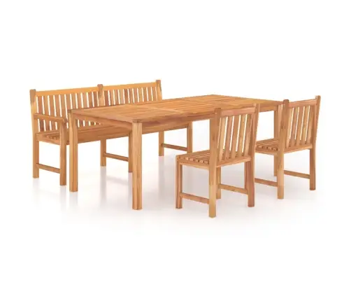 Sodo Valgomojo Baldų Komplektas, 4 Dalių, Tikmedžio Masyvas