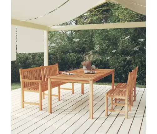 Sodo Valgomojo Baldų Komplektas, 4 Dalių, Tikmedžio Masyvas