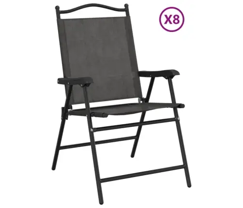 Saliekami Dārza Krēsli, 8 Gab., Pelēki, Tērauds Un Tekstilēns Vidaxl