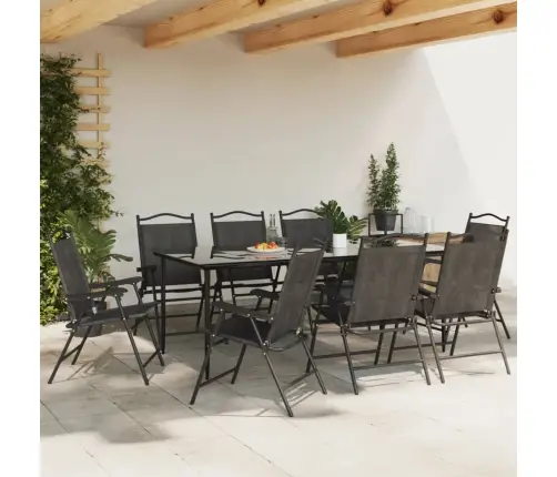 Saliekami Dārza Krēsli, 8 Gab., Pelēki, Tērauds Un Tekstilēns Vidaxl