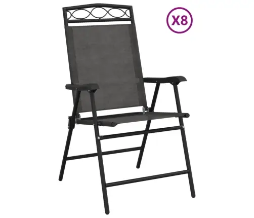 Saliekami Dārza Krēsli, 8 Gab., Pelēki, Tērauds Un Tekstilēns Vidaxl Saliekami Dārza Krēsli, 8 Gab., Pelēki, Tērauds Un Tekstilēns Vidaxl