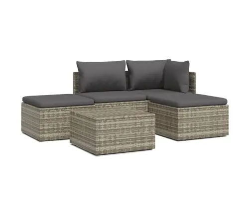 5-Daļīgs Dārza Atpūtas Mēbeļu Komplekts Ar Matračiem, Pelēks Pe Vidaxl