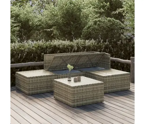 5-Daļīgs Dārza Atpūtas Mēbeļu Komplekts Ar Matračiem, Pelēks Pe Vidaxl