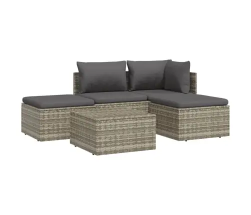 5-Daļīgs Dārza Atpūtas Mēbeļu Komplekts Ar Matračiem, Pelēks Pe Vidaxl