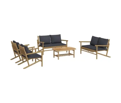 5-Daļīgs Dārza Atpūtas Mēbeļu Komplekts Ar Matračiem, Bambuss Vidaxl