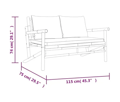 5-Daļīgs Dārza Atpūtas Mēbeļu Komplekts Ar Matračiem, Bambuss Vidaxl